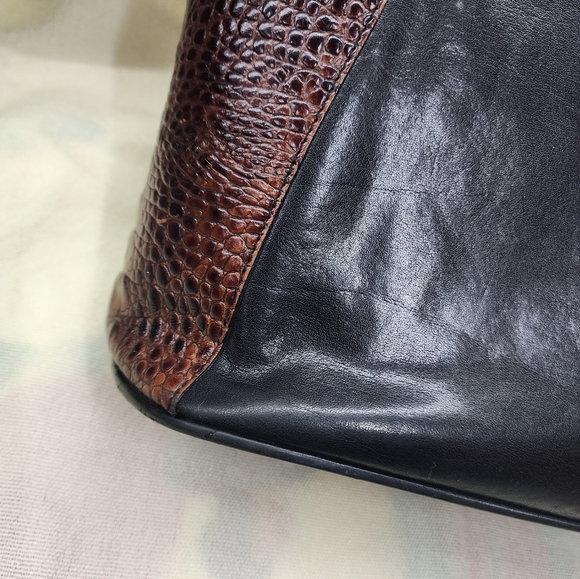 Brahmin Tuscan Collection Medium Asher Tote Pecan Brown Croc Black Leather Zip - Picture 7 of 15